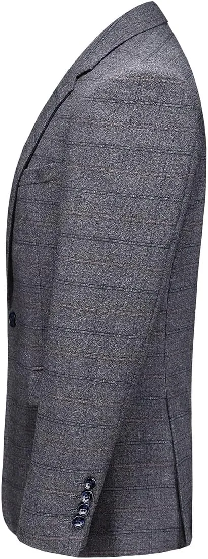 Mens Plaid Suit Tweed Slim Fit 2 Piece Casual Suits for Men One Button Tuxedo Suits Set Blazer Jacket & Pants Set