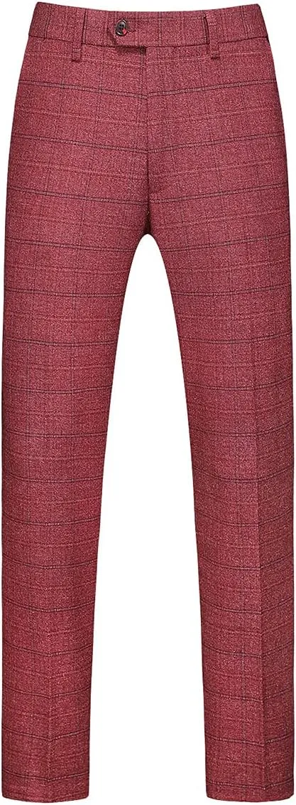Mens Plaid Suit Tweed Slim Fit 2 Piece Casual Suits for Men One Button Tuxedo Suits Set Blazer Jacket & Pants Set