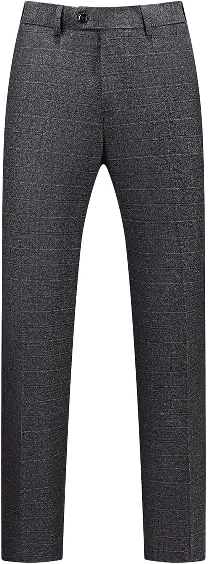 Mens Plaid Suit Tweed Slim Fit 2 Piece Casual Suits for Men One Button Tuxedo Suits Set Blazer Jacket & Pants Set