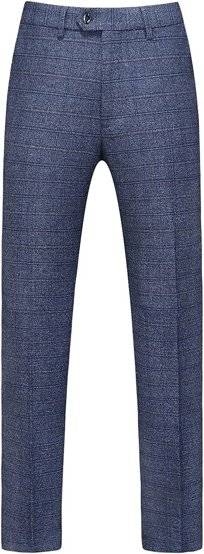 Mens Plaid Suit Tweed Slim Fit 2 Piece Casual Suits for Men One Button Tuxedo Suits Set Blazer Jacket & Pants Set