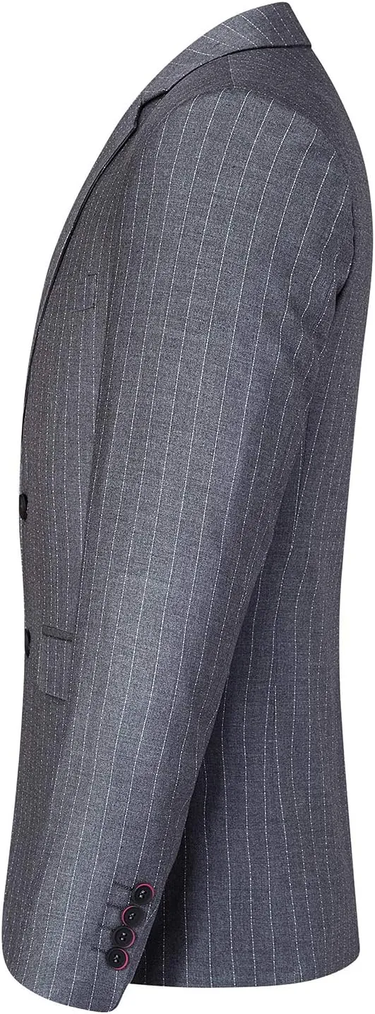 Mens Slim Fit Casual Blazer Two Button Striped Suit Jacket