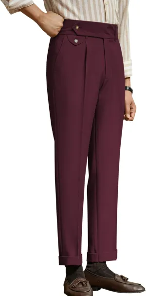 Men's Slim Fit Dress Pants Regular Fit Flat Front Suit Pants Stylish Long Trousers