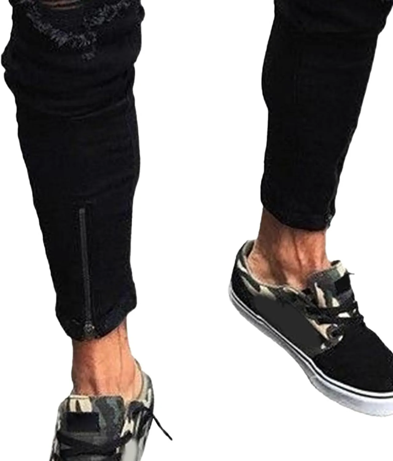 Men's Slim-fit Ripped Denim Pants Classic Casual Biker Jeans Pants Distressed Destroyed Trousers
