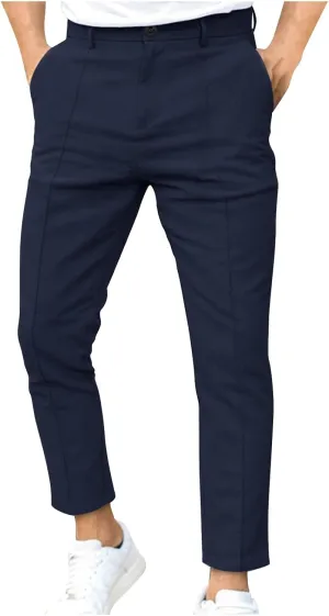 Men's Stretch Dress Pants Slim Fit Skinny Suit Pants Business Casual Fashion Golf Pants Pleated Front Dress Pants