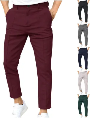 Men's Stretch Dress Pants Slim Fit Skinny Suit Pants Business Casual Fashion Golf Pants Pleated Front Dress Pants