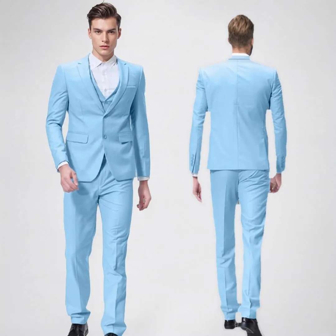 Men's Suit 3 Piece Slim Fit Men Tuxedo Suit for Party Wedding Prom Business 2 Button Solid Blazer Jacket Vest Pants Set