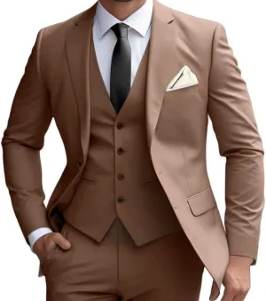 Men's Suit 3 Piece Slim Fit Men Tuxedo Suit for Party Wedding Prom Business 2 Button Solid Blazer Jacket Vest Pants Set