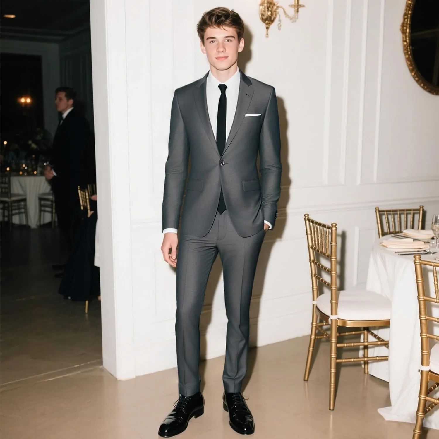 Mens Suits 2 Piece Slim Fit Casual One Button Solid Suits for Mens Business Wedding Party Jacket Blazer & Pants Set