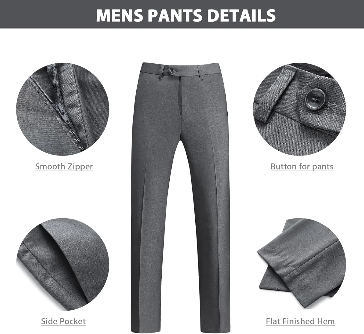 Mens Suits 2 Piece Slim Fit Casual One Button Solid Suits for Mens Business Wedding Party Jacket Blazer & Pants Set