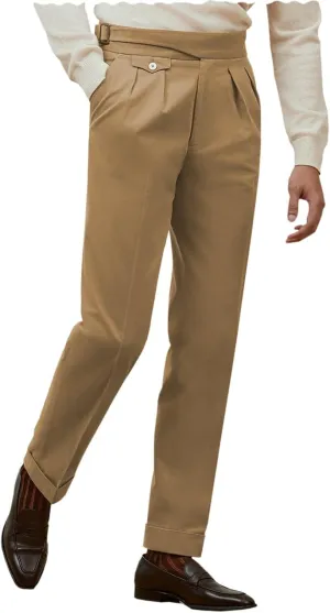 Men's Vintage Straight Fit Khaki Pants Signature Lux Cotton Twill Suit Pants Trousers Casual Casual
