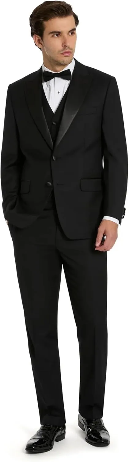 Michael Kors Mens 3-Piece Slim Fit Tuxedo Suit Separates | Blazer, Vest & Pants, Perfect for Weddings, Proms & Formal Events