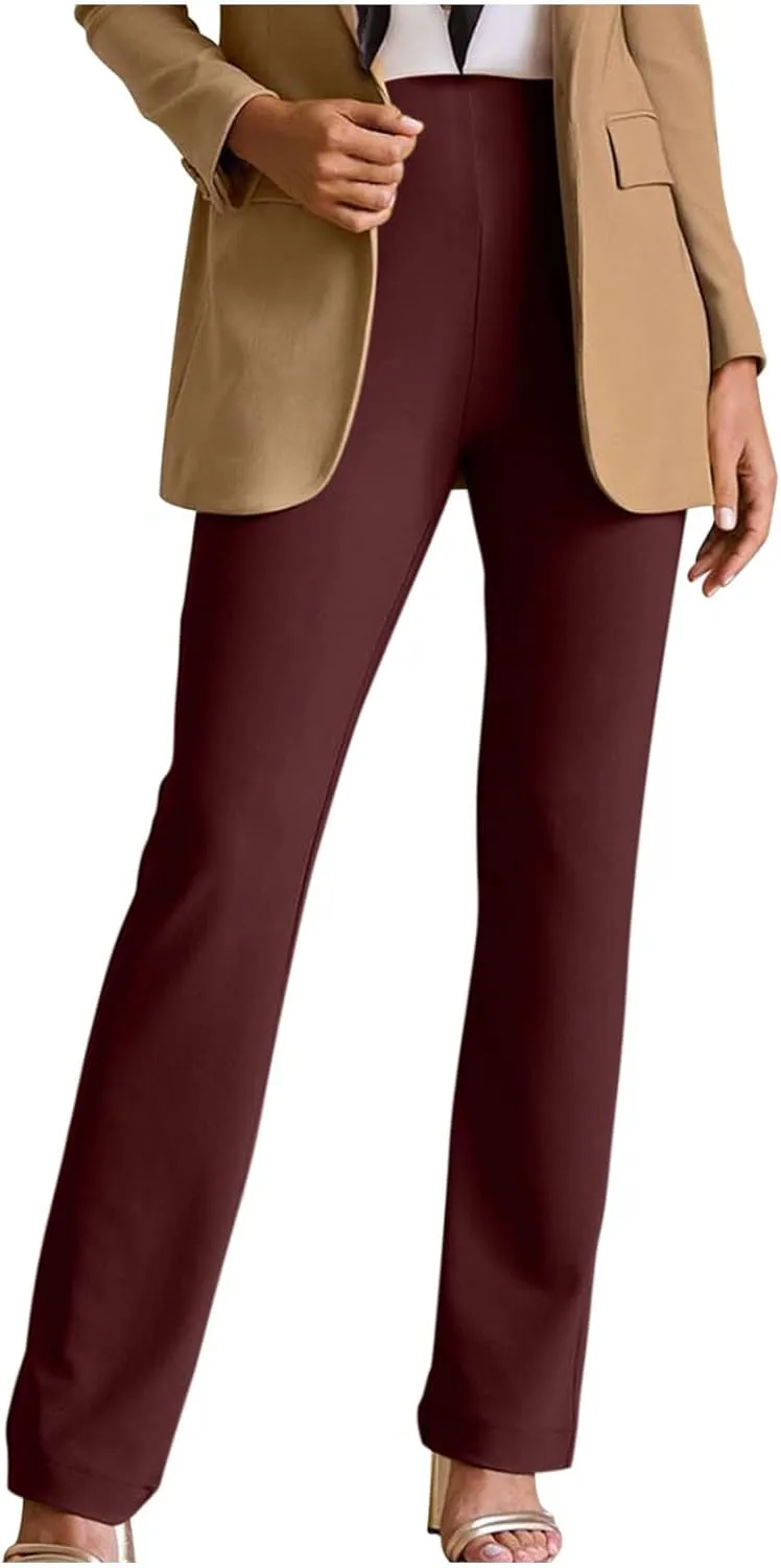 MINzYI Dress Pants Women High Waist Bootcut Office Work Trousers Stretch Comfy Business Casual Flare Suit Pants with Pockets