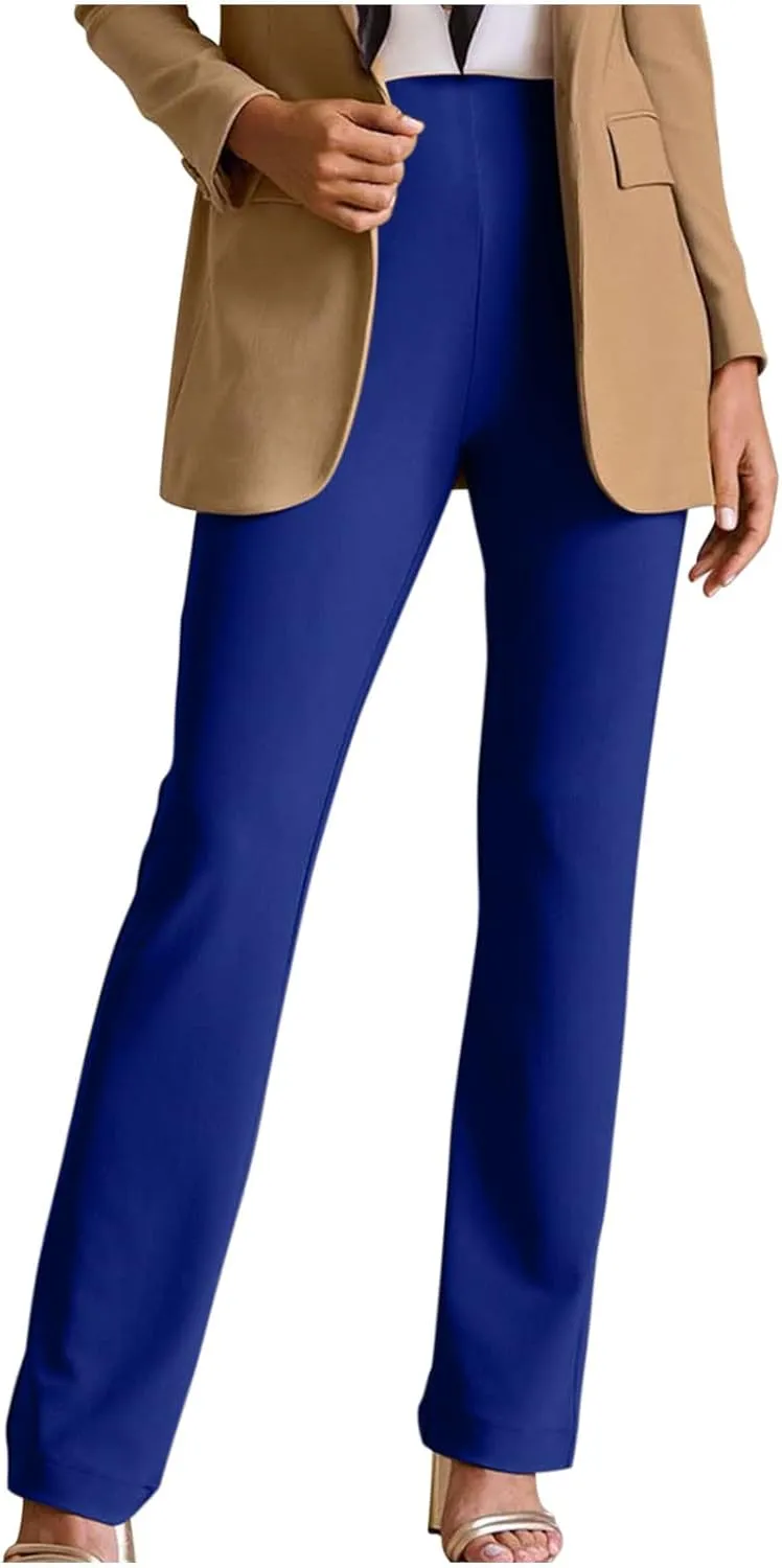 MINzYI Dress Pants Women High Waist Bootcut Office Work Trousers Stretch Comfy Business Casual Flare Suit Pants with Pockets