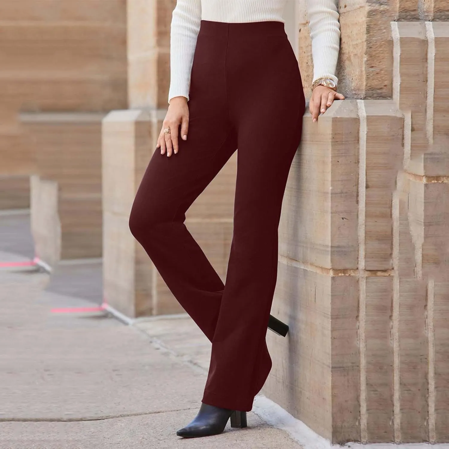 MINzYI Dress Pants Women High Waist Bootcut Office Work Trousers Stretch Comfy Business Casual Flare Suit Pants with Pockets