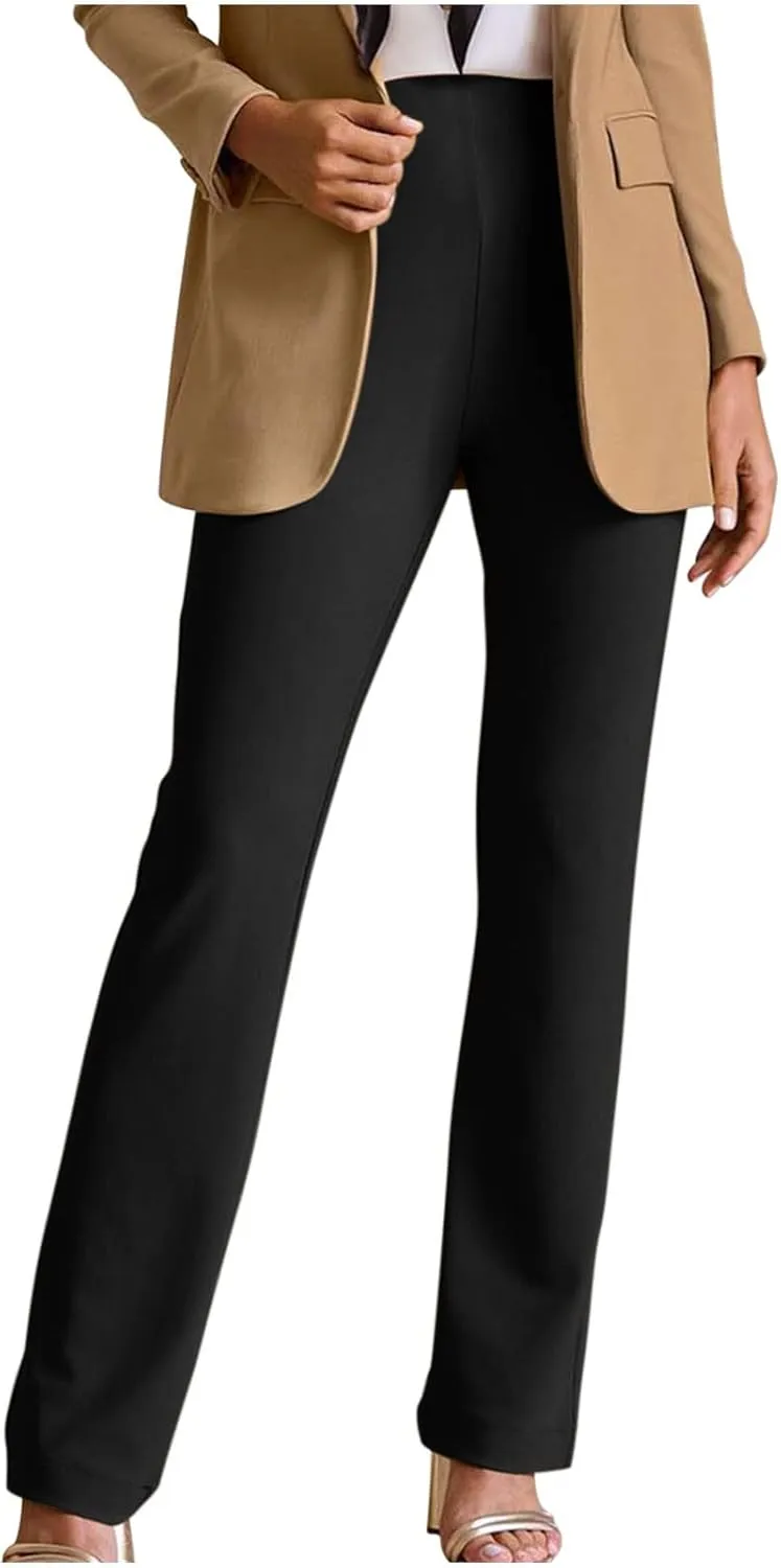MINzYI Dress Pants Women High Waist Bootcut Office Work Trousers Stretch Comfy Business Casual Flare Suit Pants with Pockets