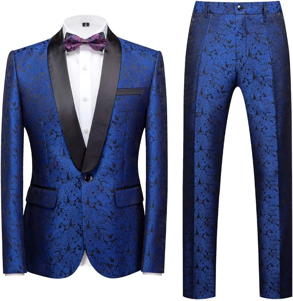 MOGU Mens 2 Piece Suit Slim Fit Shawl Lapel Tuxedo for Daily Business Wedding Party (Suit Jacket   Pants)