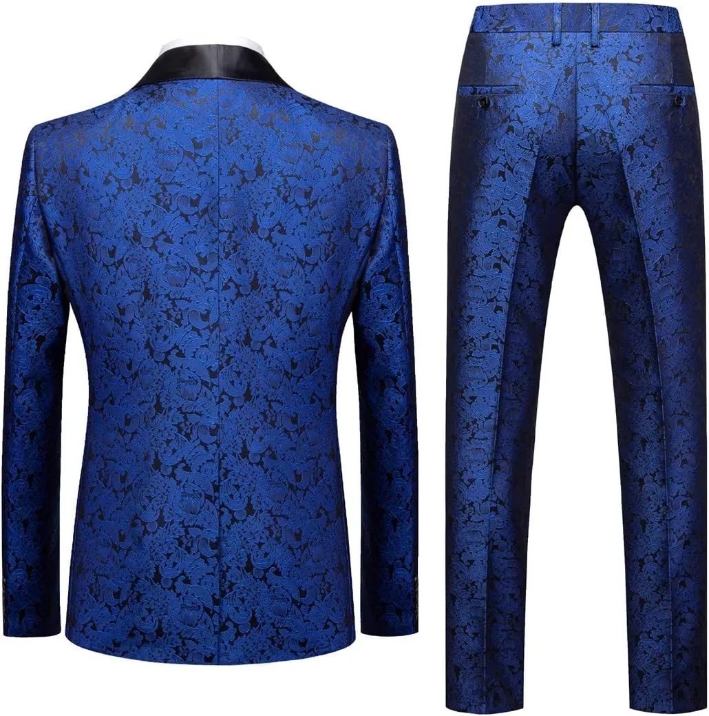 MOGU Mens 2 Piece Suit Slim Fit Shawl Lapel Tuxedo for Daily Business Wedding Party (Suit Jacket   Pants)