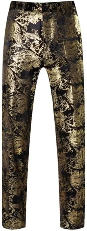 MOGU Mens Luxury Gold Dress Pants with Expandable Waist