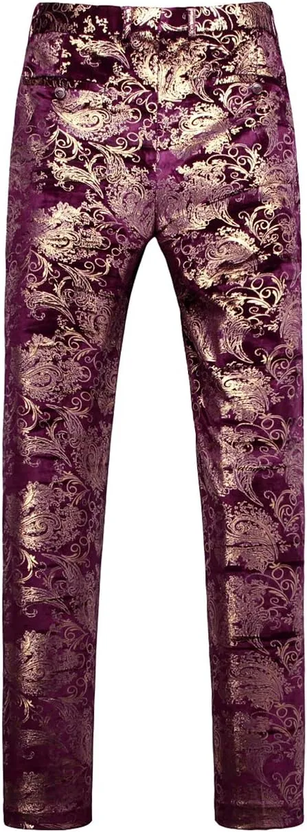 MOGU Mens Luxury Gold Dress Pants with Expandable Waist