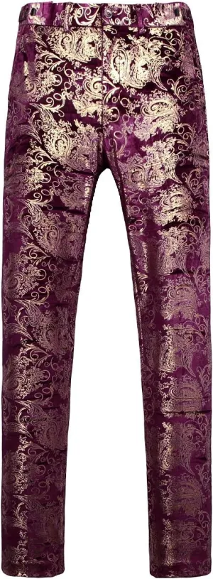 MOGU Mens Luxury Gold Dress Pants with Expandable Waist