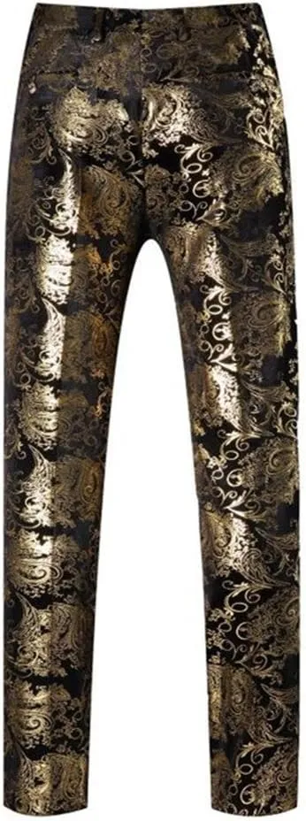 MOGU Mens Luxury Gold Dress Pants with Expandable Waist