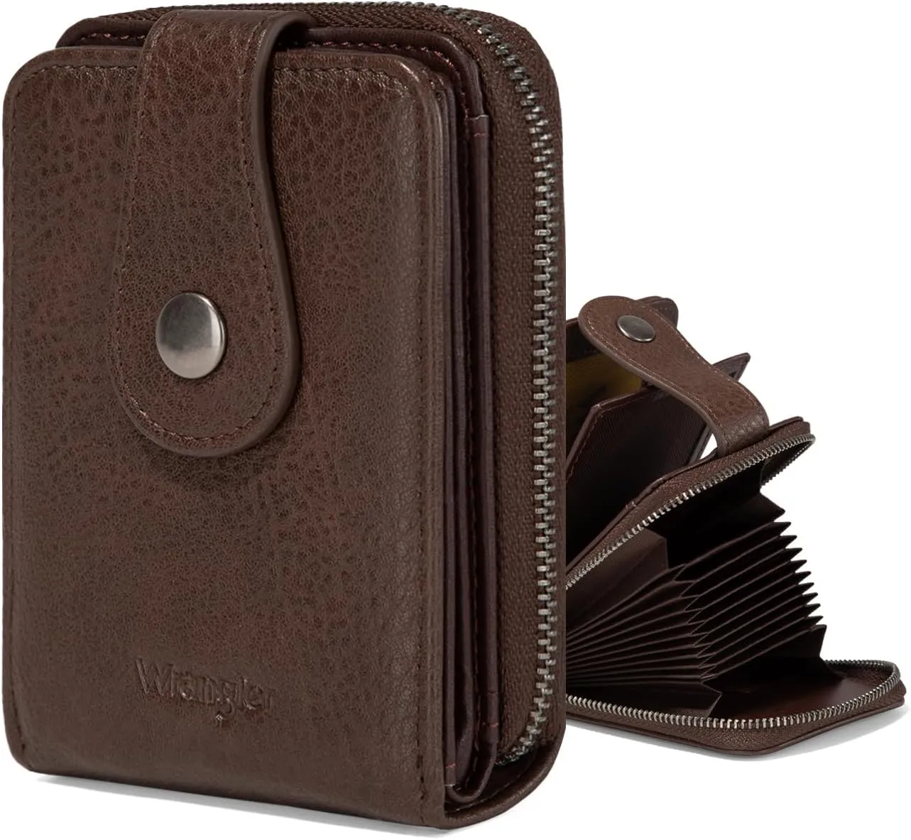 Montana West X Wrangler Wallet Women Small Credit Card Holder for Women Rfid Blocking Functional ID Card Holder Compact Womens Card Holder Wallet With Smooth Metal Zipper, Easy to Carry