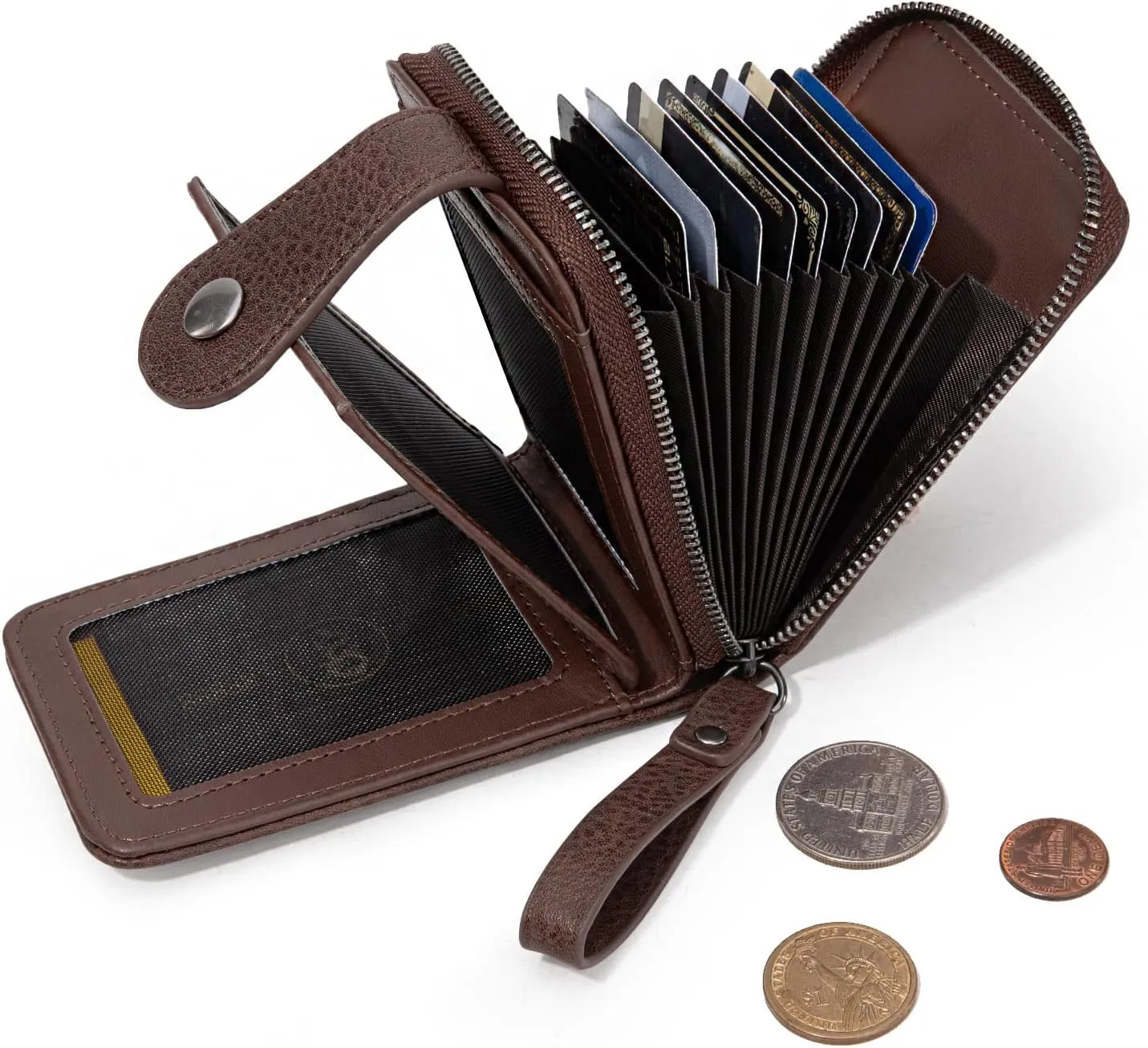 Montana West X Wrangler Wallet Women Small Credit Card Holder for Women Rfid Blocking Functional ID Card Holder Compact Womens Card Holder Wallet With Smooth Metal Zipper, Easy to Carry