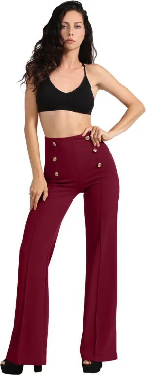 NE PEOPLE Womens High Waist Sailor Bell Bottom Long Pants Made in USA S-3XL