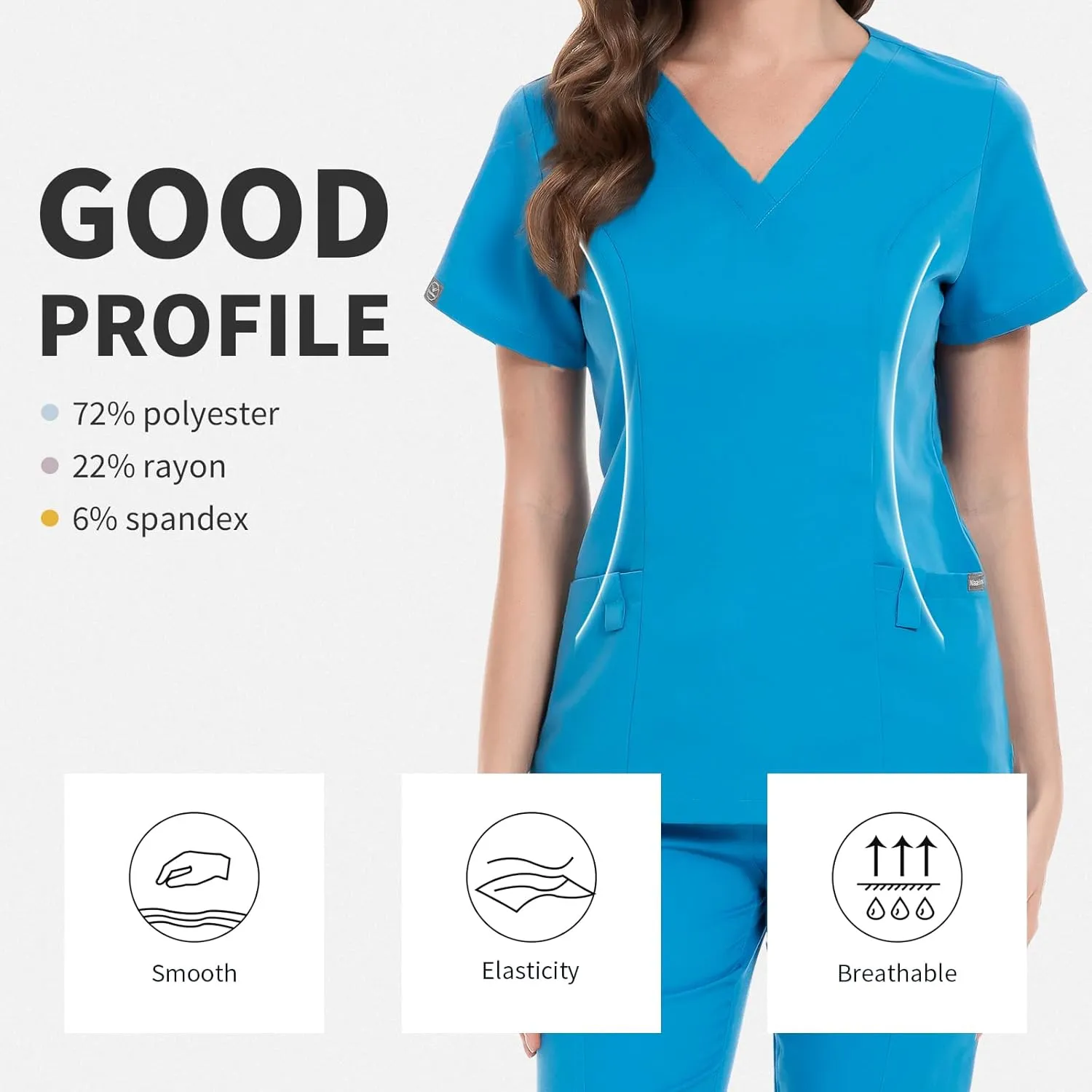 niaahinn Classic Scrub Set for Women - V-Neck Scrub Top & Stylish Scrub Jogger Pants with Multi Pocket Medical Uniform