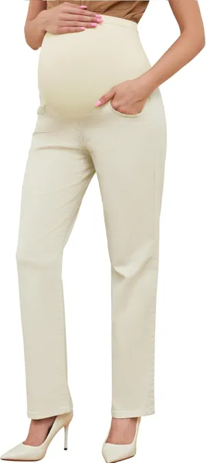 PACBREEZE Women's Maternity Pants for Work Over-Bump Pregnancy Casual Stretchy Straight Dress Pants with Pockets
