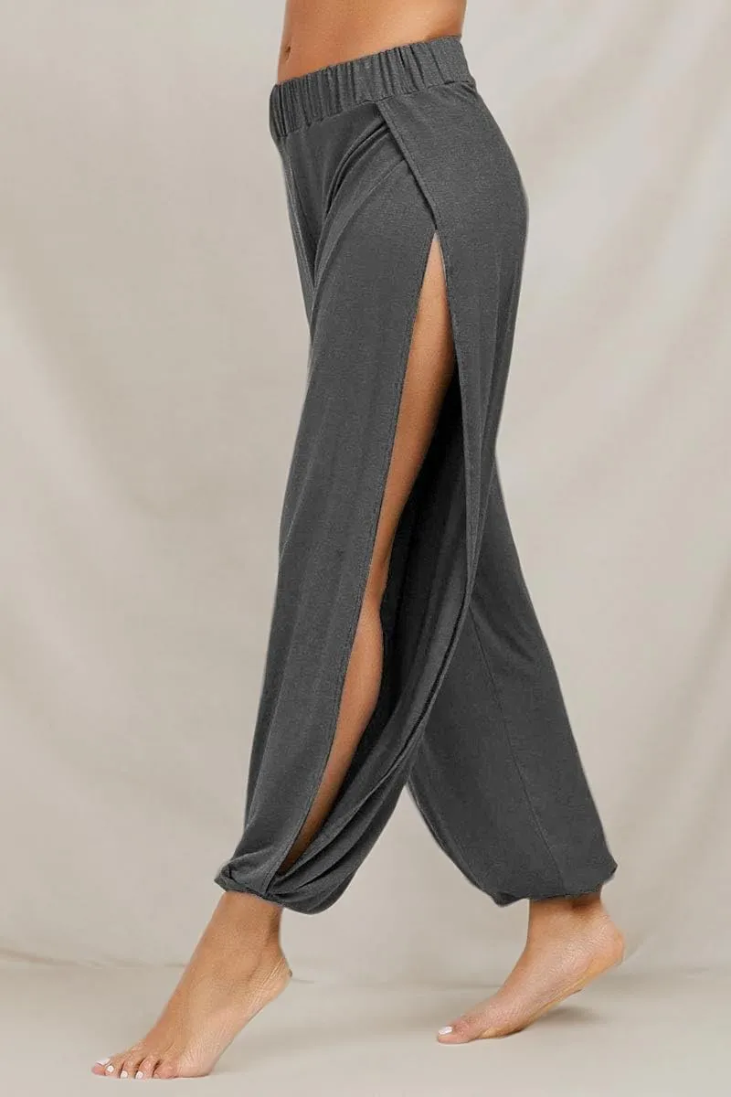 PACBREEZE Women's Yoga Harem Pants Side Slit Joggers Active Workout Sweatpants Beach Cover-up Pants