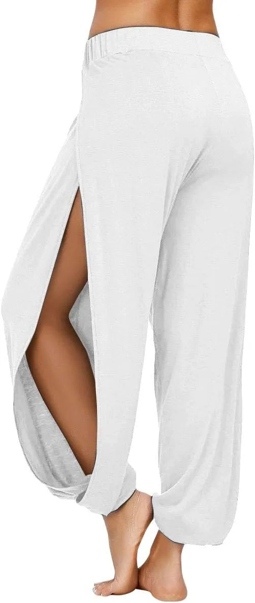 PACBREEZE Women's Yoga Harem Pants Side Slit Joggers Active Workout Sweatpants Beach Cover-up Pants