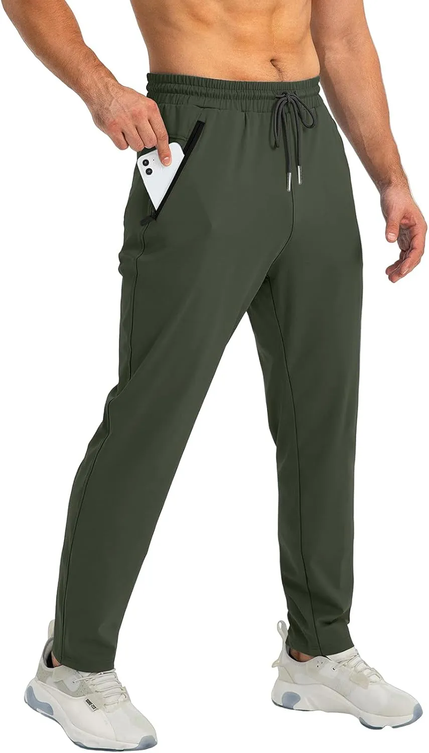 Palcomfy Pants for Me - Mens Gym Pants with Zipper Pockets Breathable Quick Dry Pants Stretch Outdoor Glide Pants Men