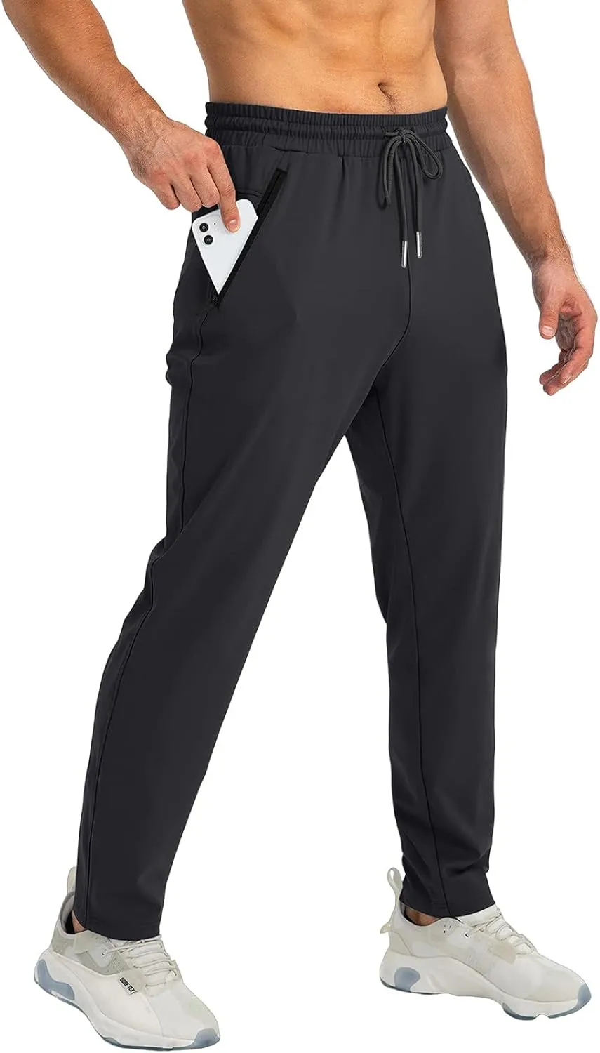 Palcomfy Pants for Me - Mens Gym Pants with Zipper Pockets Breathable Quick Dry Pants Stretch Outdoor Glide Pants Men