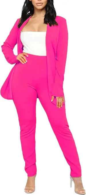 Pants Suits for Women Dressy 2 Piece Casual Plus Size Open Front Blazer Pant Suit Set Wedding Prom Work Business Suit