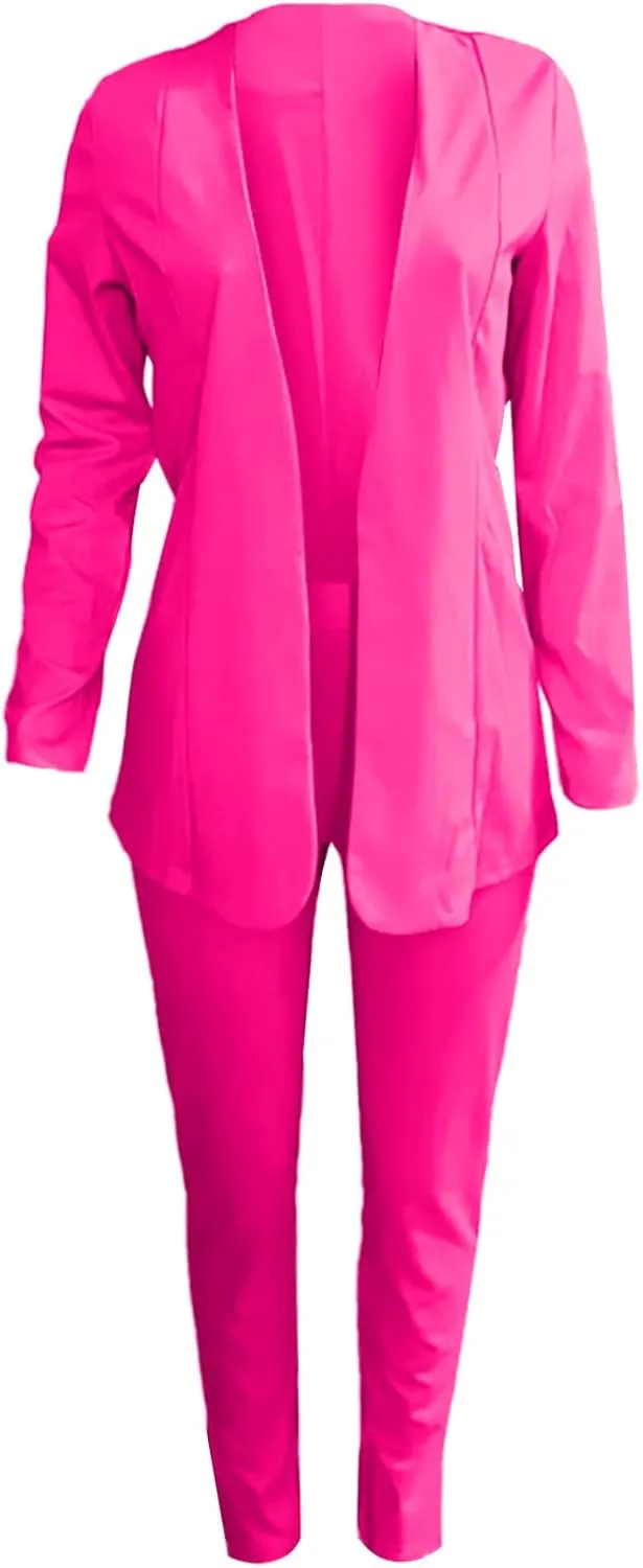 Pants Suits for Women Dressy 2 Piece Casual Plus Size Open Front Blazer Pant Suit Set Wedding Prom Work Business Suit