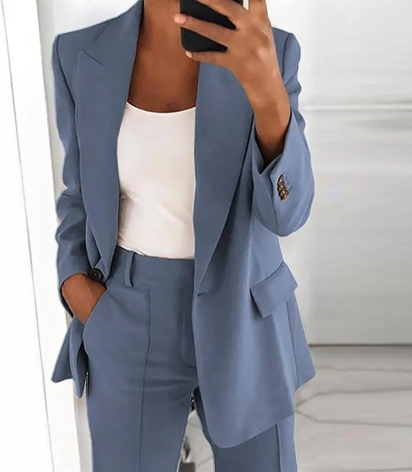 Pants Suits for Women Dressy 2 Piece Casual Plus Size Open Front Blazer Pant Suit Set Wedding Prom Work Business Suit
