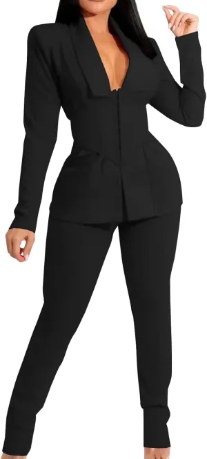 Pants Suits for Women Dressy Sexy 2023 Trendy Blazer and Pants Set Business Wedding Pant Suits Formal 2 Piece Outfits