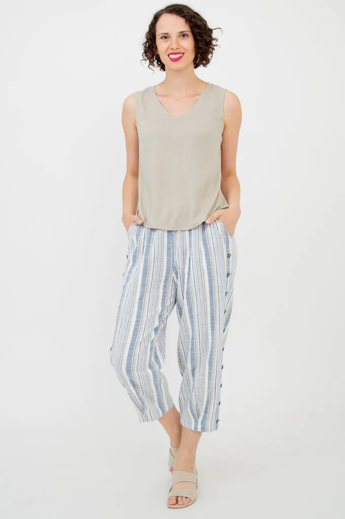 Parmida Pant, Sand Stripe, Linen Bamboo