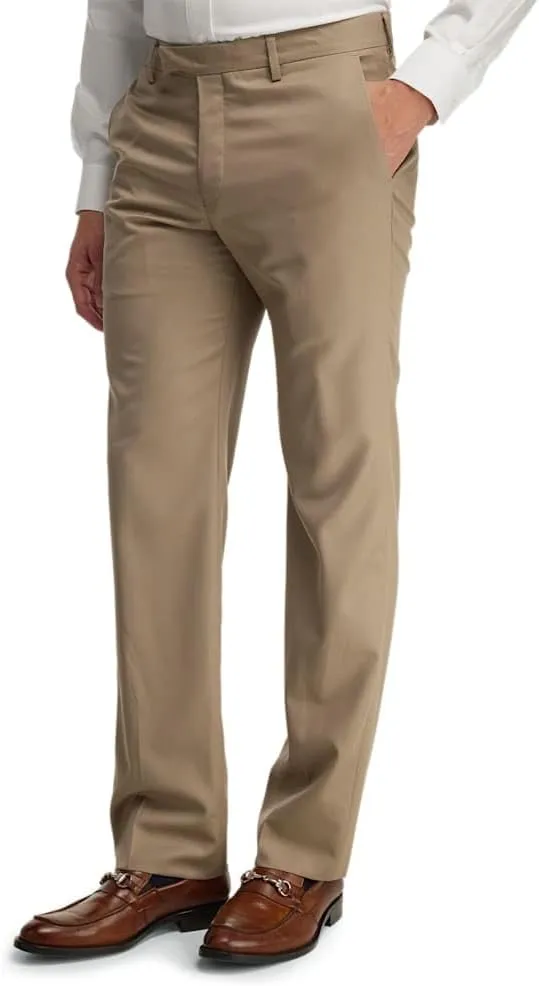 Paul Fredrick Men's Classic Fit Wool Gabardine Flat Front Pants
