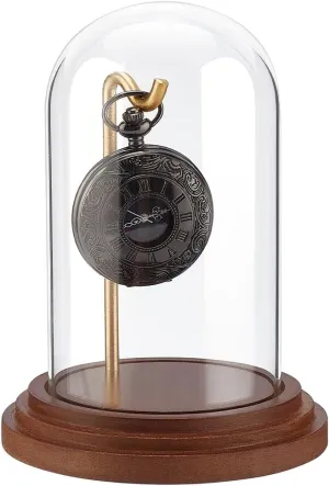 PH PandaHall Pocket Watch Glass Display Dome with Hook 5.7"x4" Watch Display Jar Decorative Watch Case with Wood Base Plants Dome Showcase for Father's Day Pocket Watches Medals Collectibles Ornament
