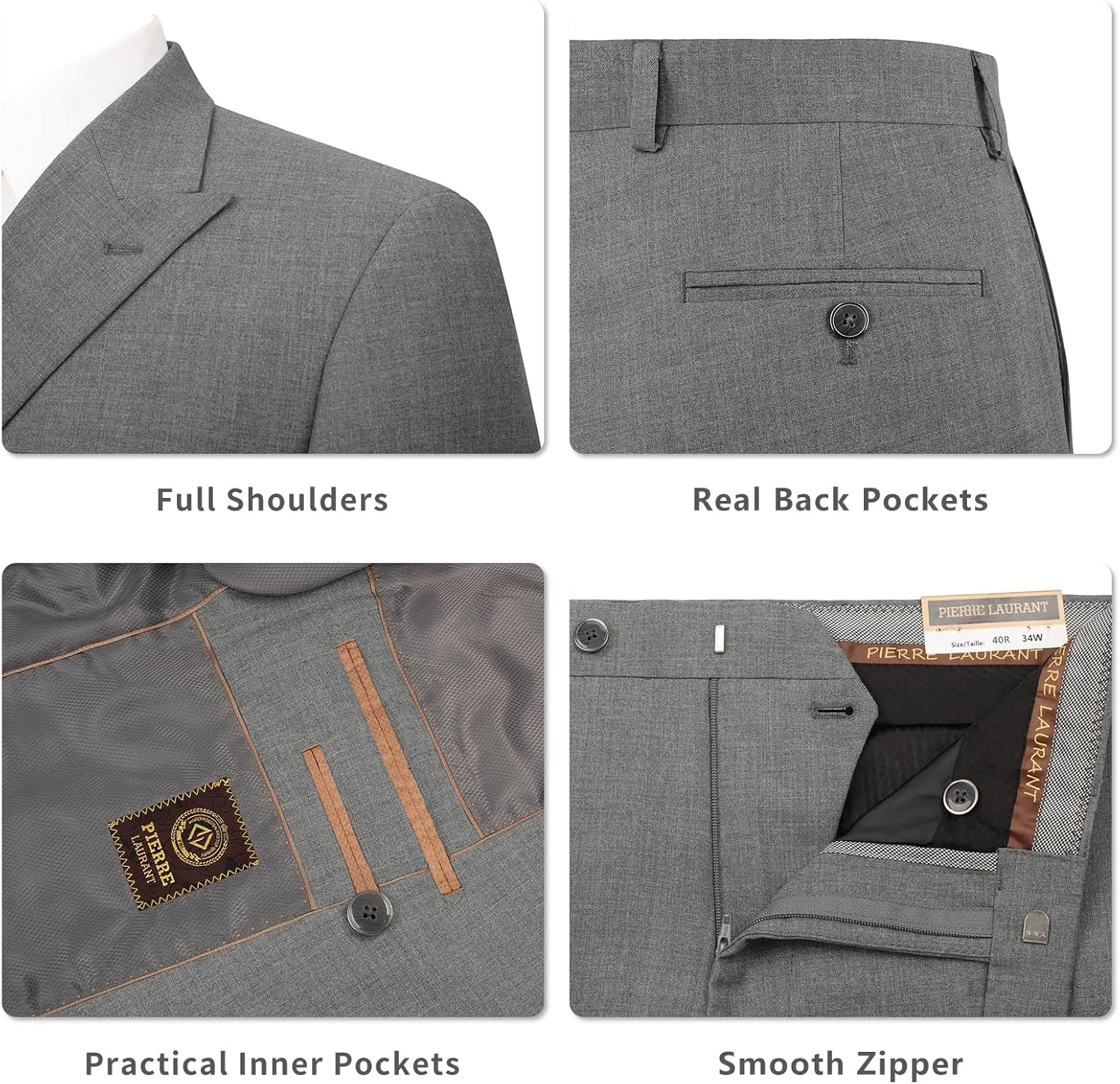 Pio Lorenzo Men's 2-Piece Classic Fit Double Breasted Peak Lapel Plaid Suit