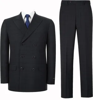 Pio Lorenzo Men's 2-Piece Classic Fit Double Breasted Peak Lapel Plaid Suit