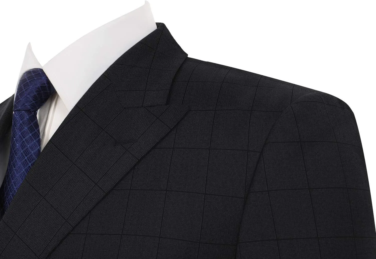 Pio Lorenzo Men's 2-Piece Classic Fit Double Breasted Peak Lapel Plaid Suit