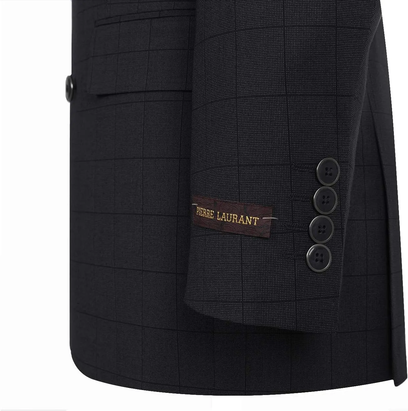 Pio Lorenzo Men's 2-Piece Classic Fit Double Breasted Peak Lapel Plaid Suit