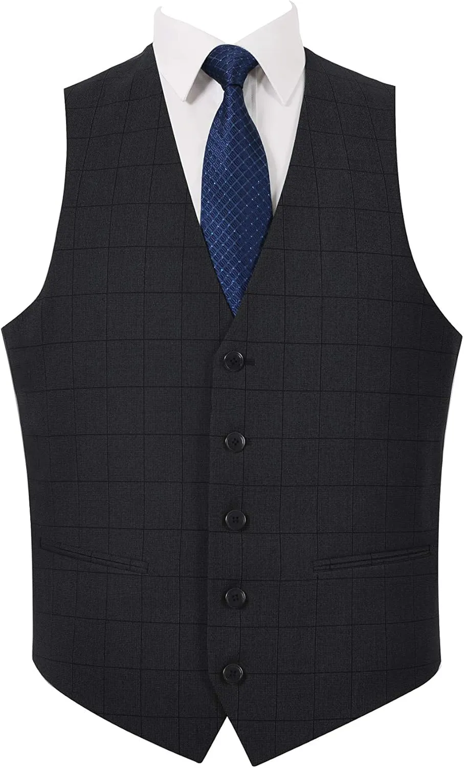 Pio Lorenzo Men's 2-Piece Classic Fit Double Breasted Peak Lapel Plaid Suit
