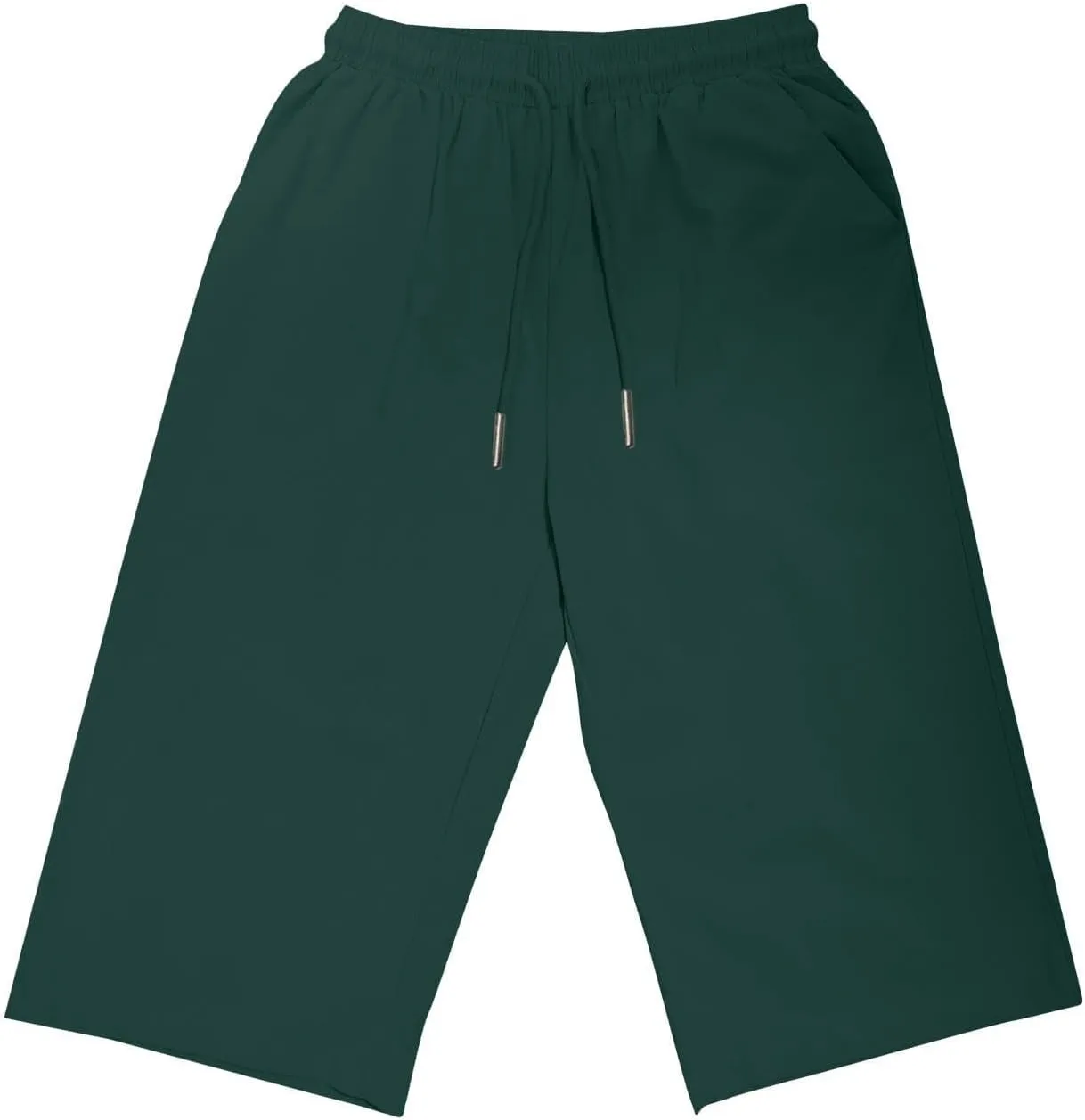 Plus Size Linen Capris for Women High Waist Drawstring Comfy Casual Pants Lightweight Loose Trousers with Pockets