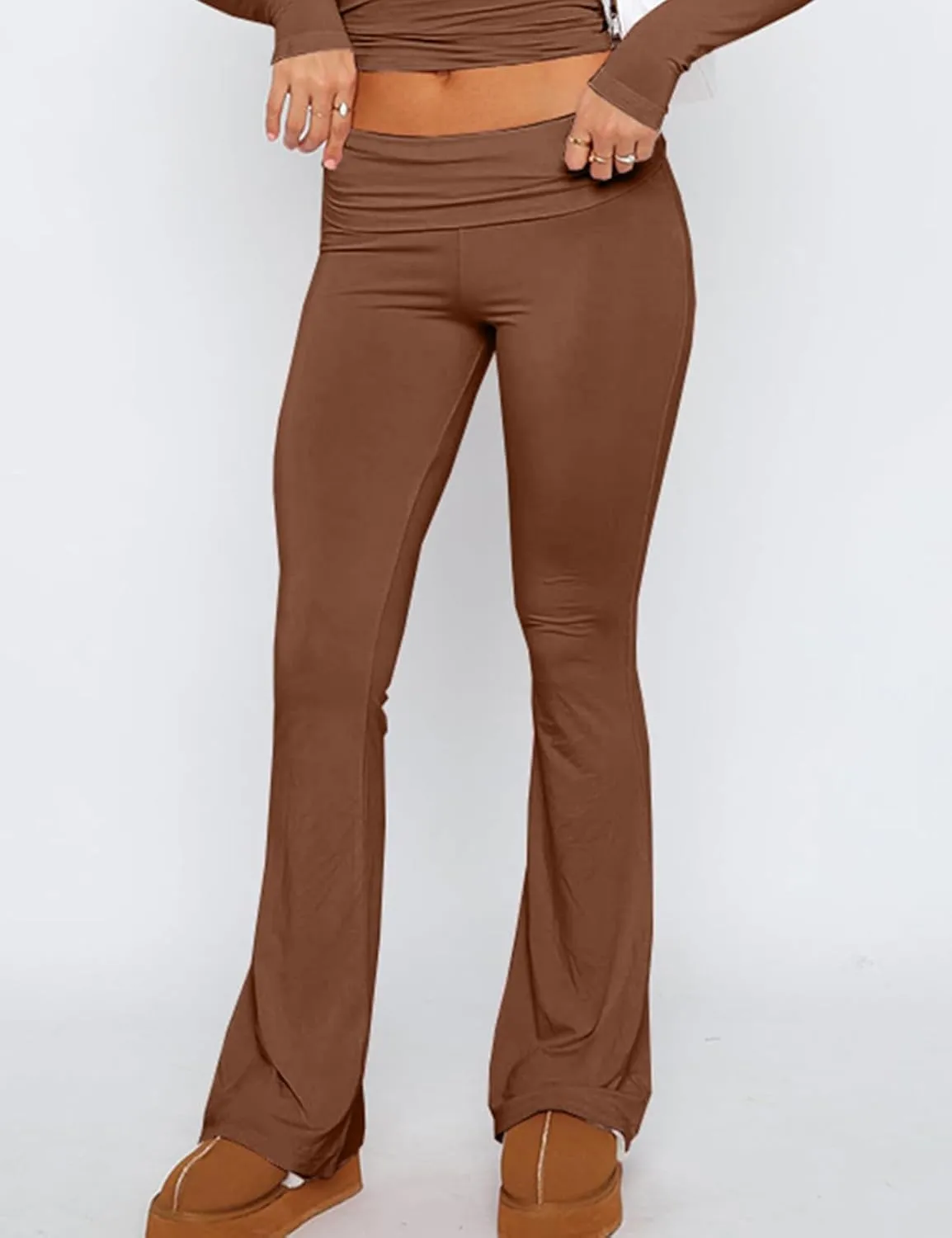 PRIVIMIX Women's Low Waisted Flare Leggings Bell Bottom Casual Lounge Bootcut Yoga Pants Sweatpants