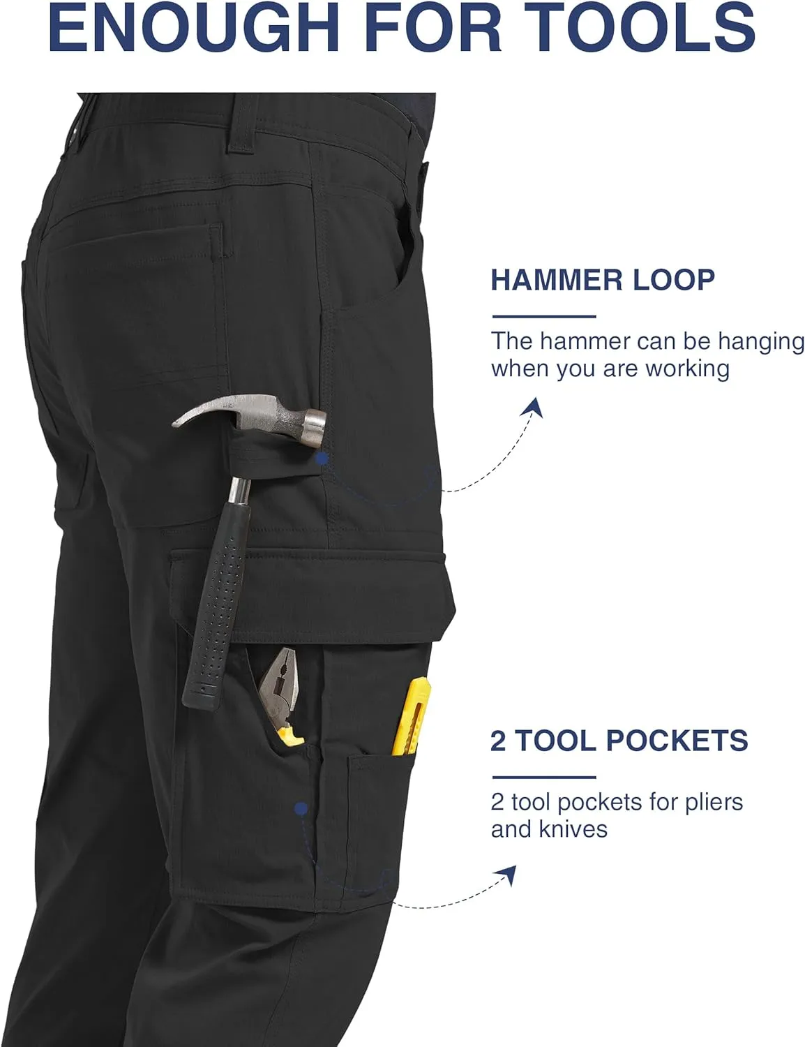 PULI Men's Carpenter Work Pants Cargo Hiking Pants Slim Fit Stretch Waterproof Outdoor Trousers with Pockets