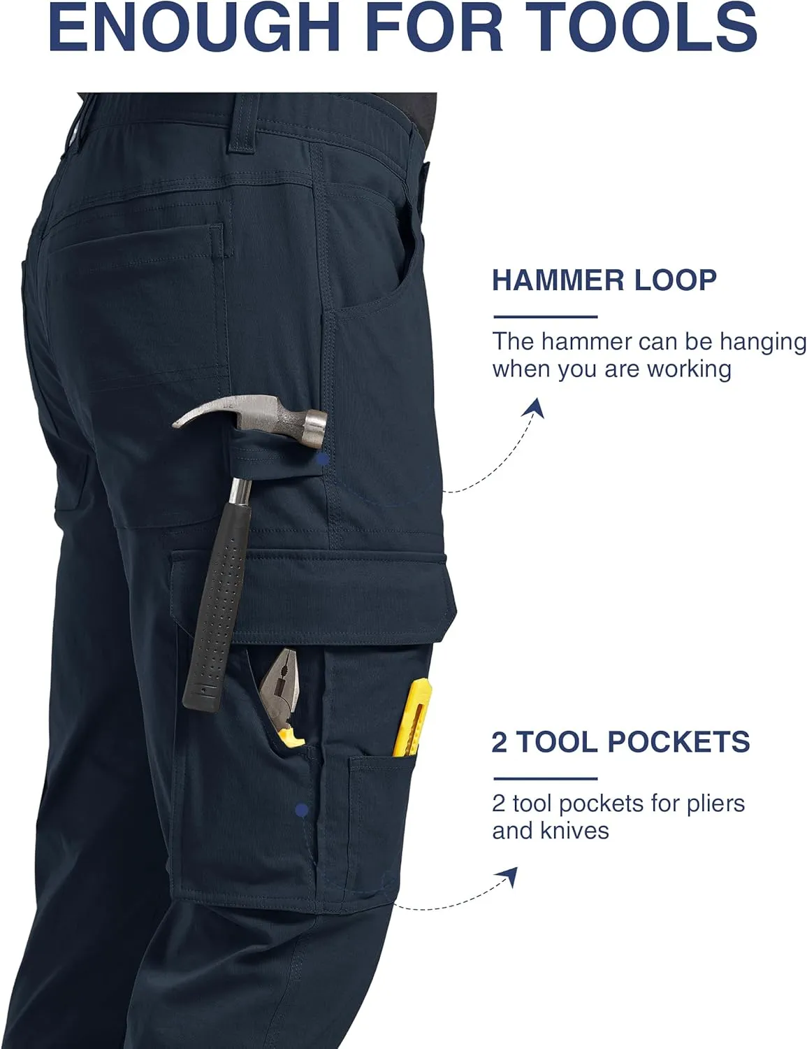 PULI Men's Carpenter Work Pants Cargo Hiking Pants Slim Fit Stretch Waterproof Outdoor Trousers with Pockets